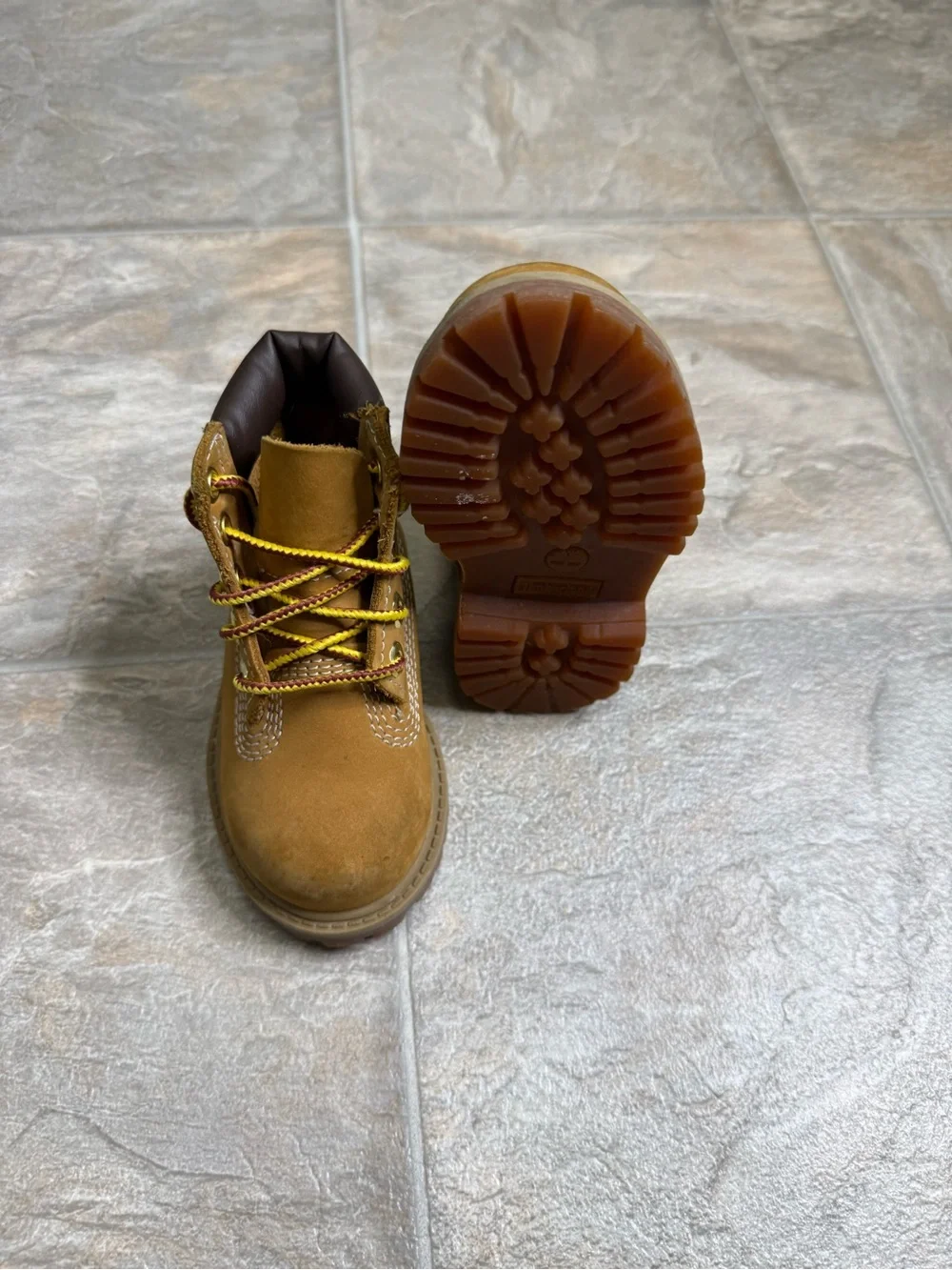 Timberland 6in Premium Boots TD Boys Shoe Size 5c Biege 12809 Preowned